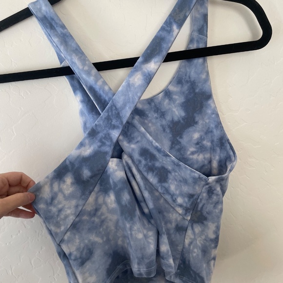 Wash Effect Contour Cross-Back Tie Dye Cloud Sky Tank Crop Cropped Hippie Cami - Picture 9 of 10